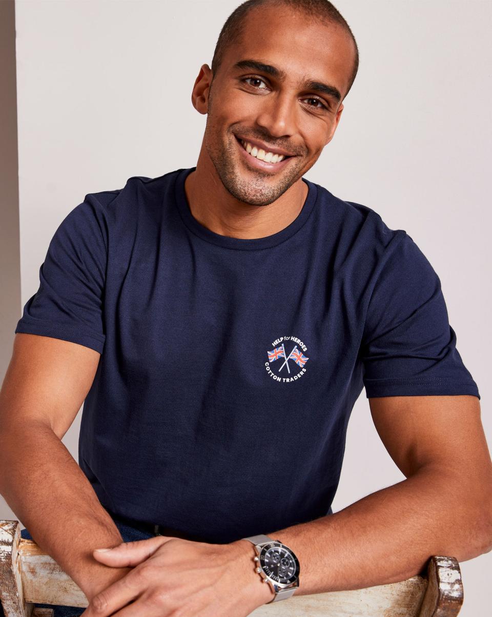 Secure Rugby Navy Men Help For Heroes Short Sleeve T-Shirt Cotton Traders - 3