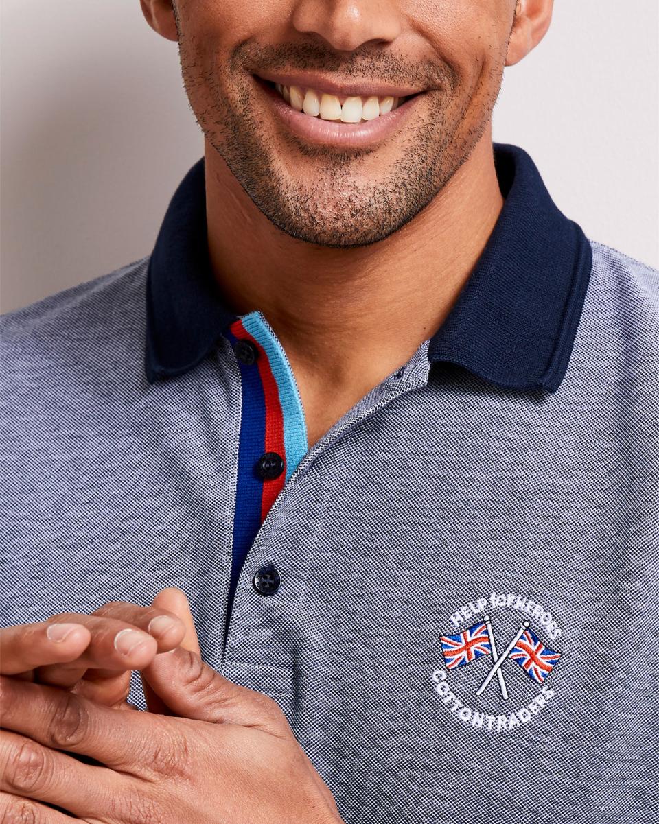 Help For Heroes Short Sleeve Birdseye Polo Shirt Men Extend Navy Rugby Cotton Traders - 2
