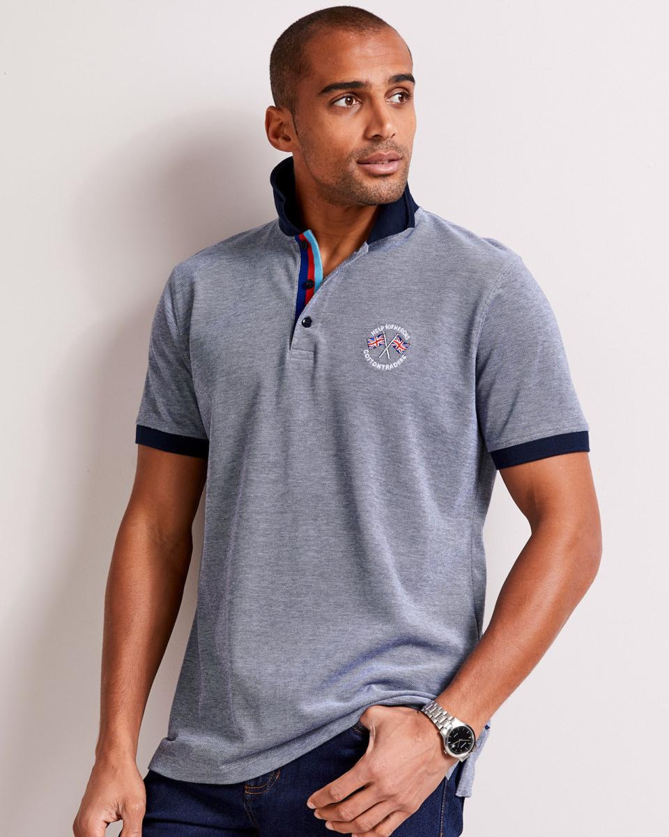 Help For Heroes Short Sleeve Birdseye Polo Shirt Men Extend Navy Rugby Cotton Traders