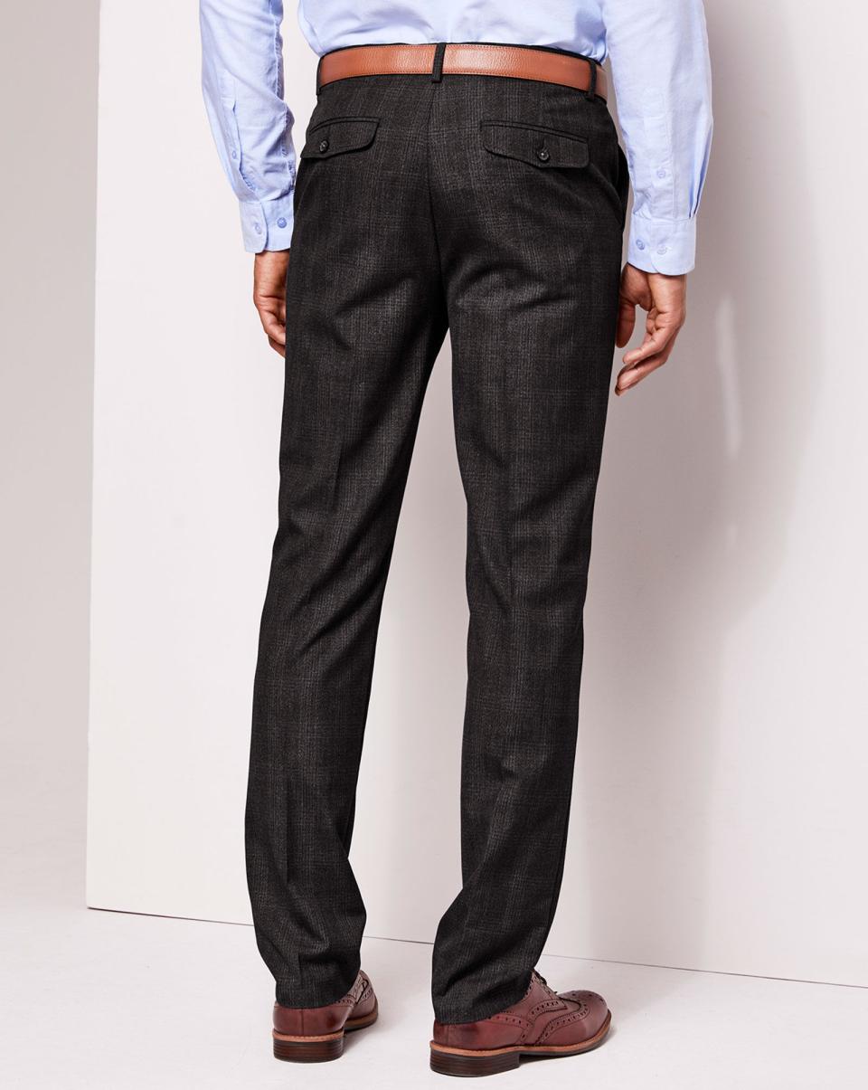 Premium Cotton Traders Trousers Dark Grey Check Travel Trousers Men - 1