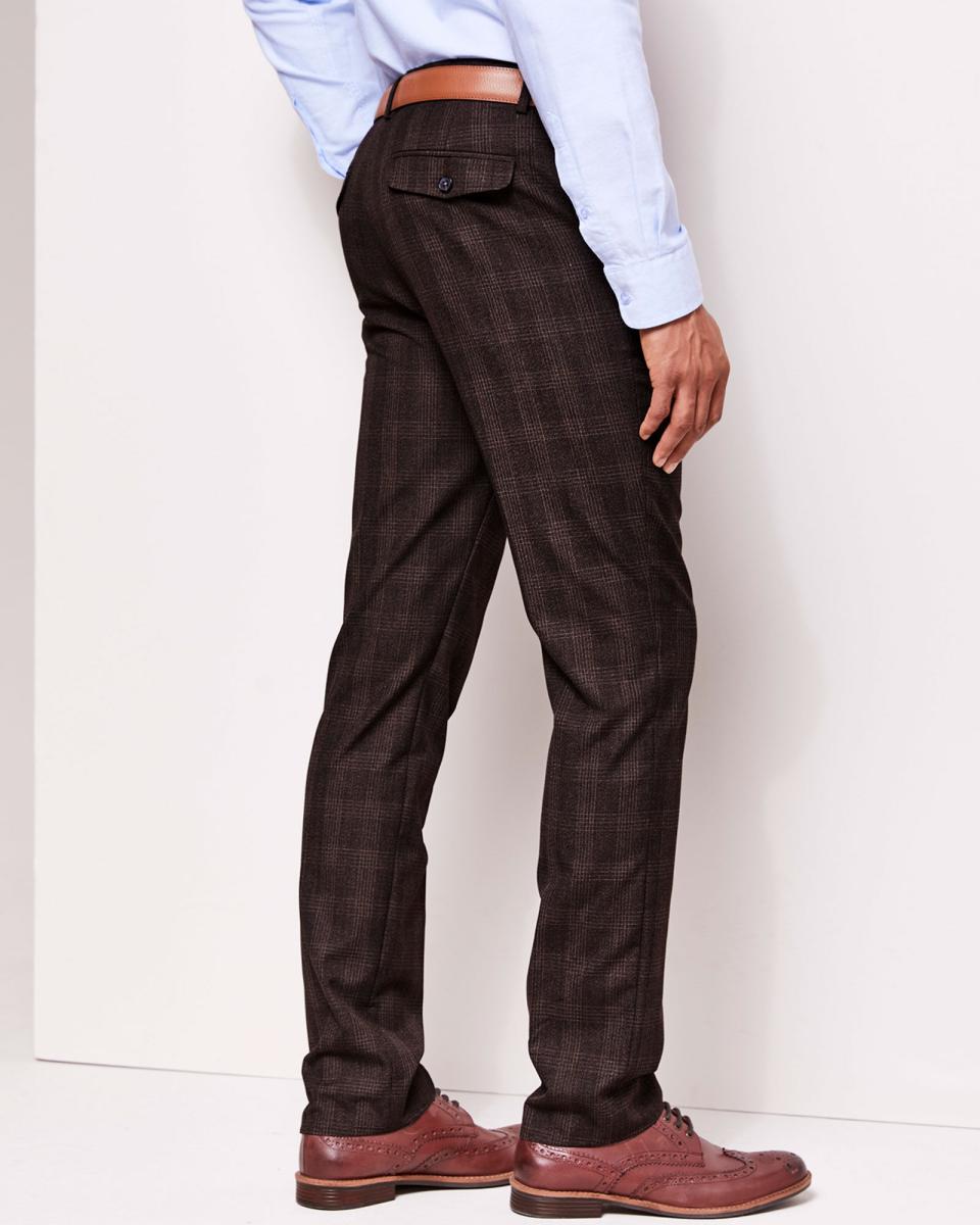 Navy Check Travel Trousers Professional Cotton Traders Men Trousers - 4