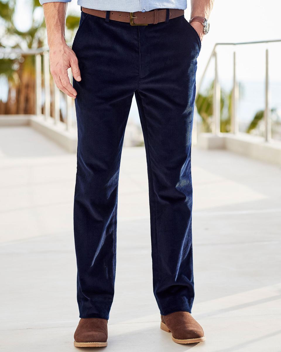 Men Flash Sale Flat Front Cord Trousers Port Trousers Cotton Traders - 2