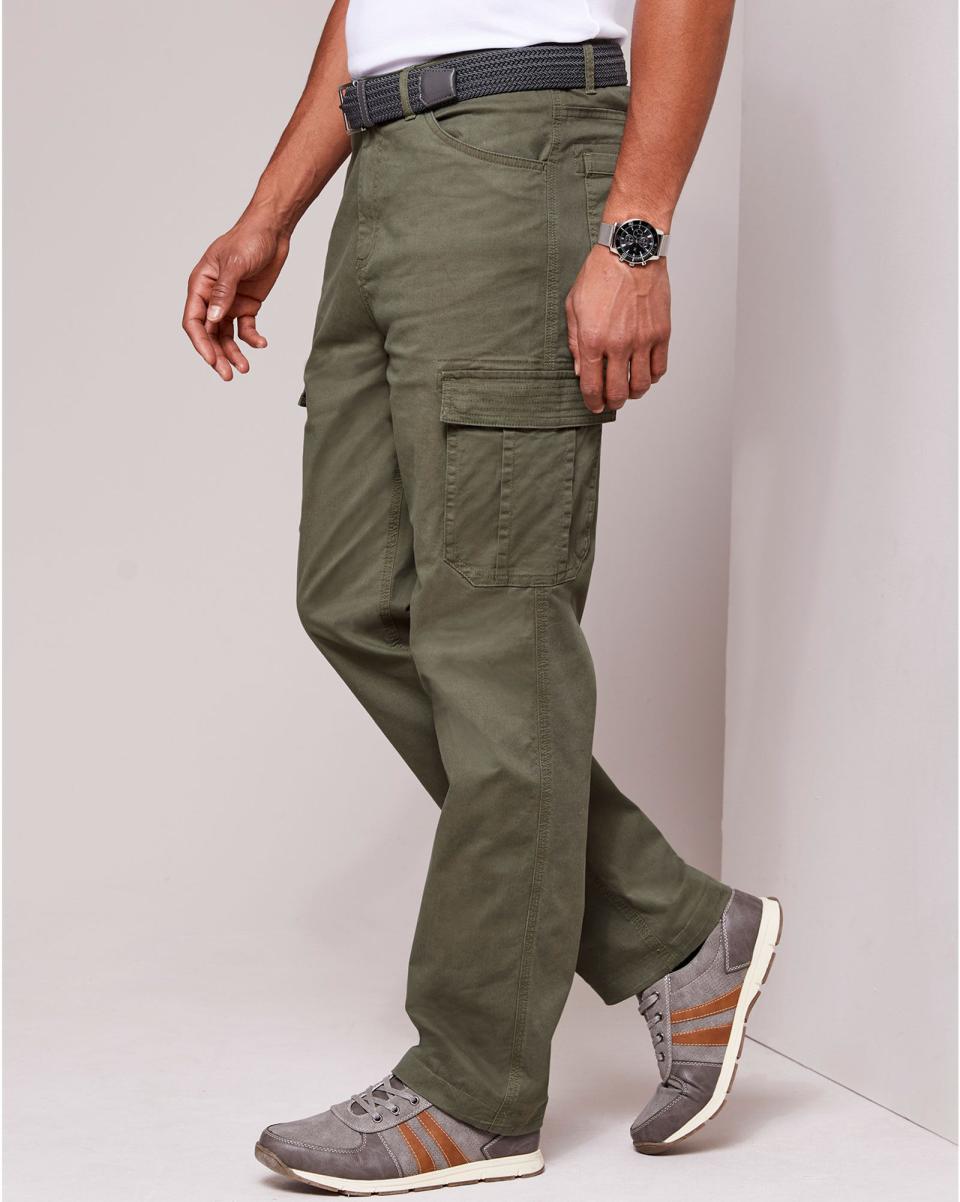 Stretch Cargo Trousers Trousers Mid Khaki Peaceful Men Cotton Traders