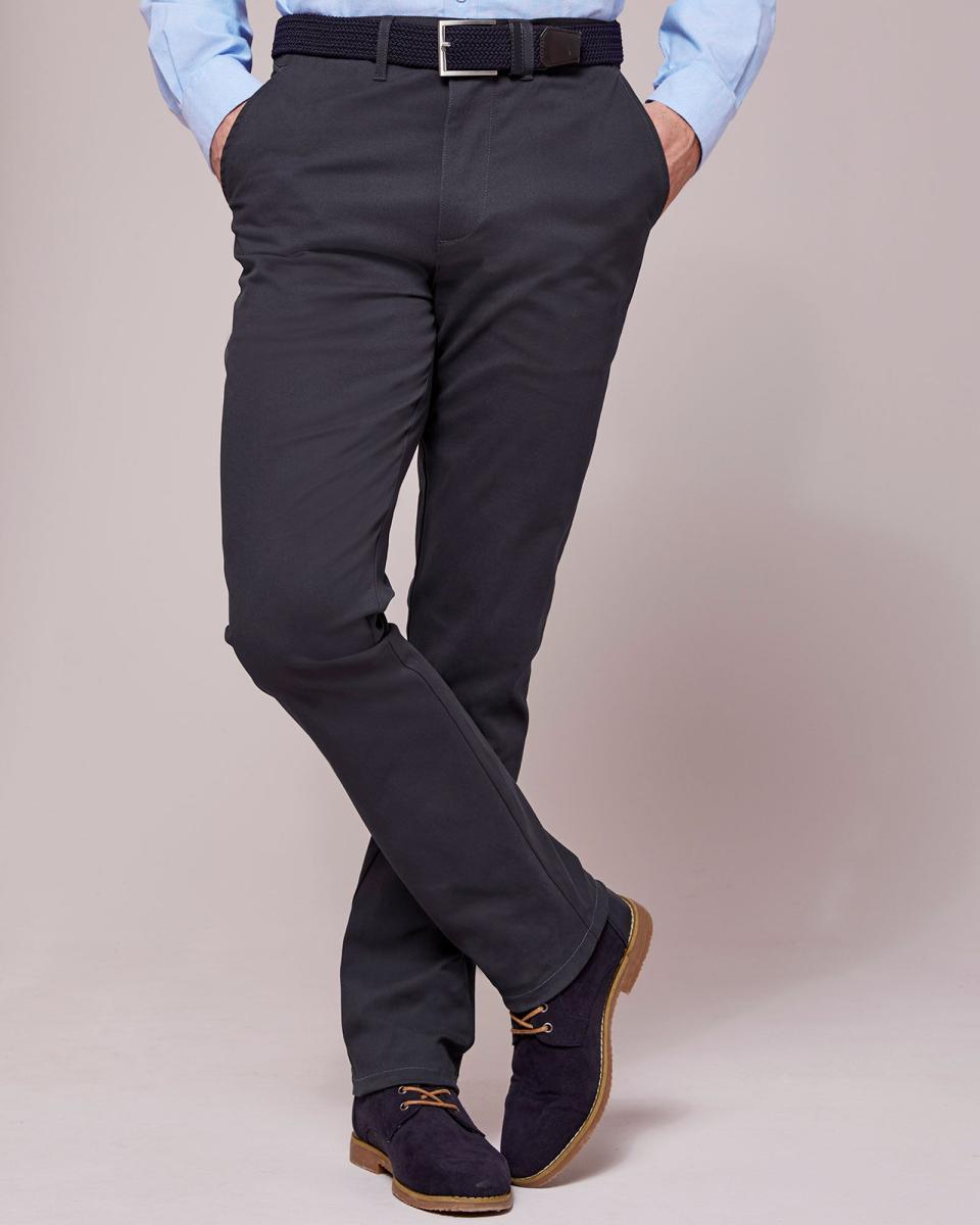 Cotton Traders Wrinkle Free Stretch Chino Trousers Men Dark Grey Trousers Charming