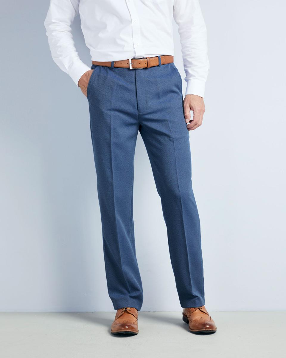 Compact Smoke Blue Cotton Traders Birdseye Trousers Men Trousers