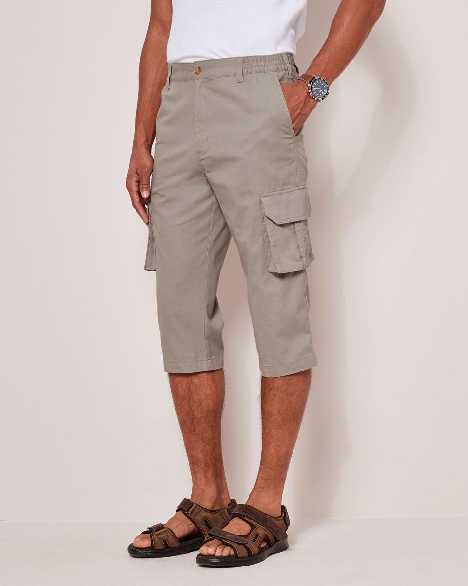 Trousers Utility Crop Trousers Cotton Traders Men Stone Grey Classic