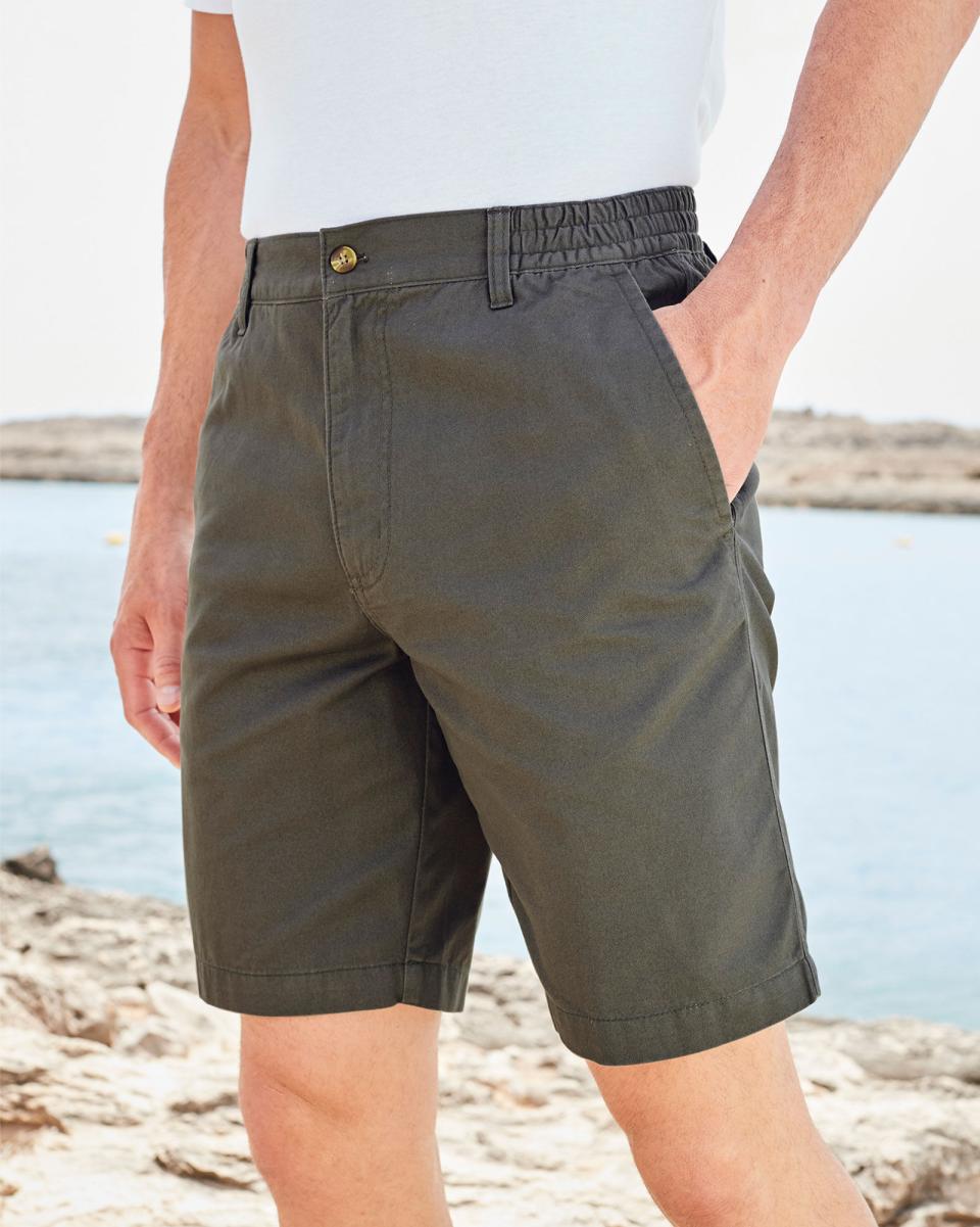 Shorts Antique Beige Cotton Traders Dropped Flat Front Comfort Shorts Men - 4