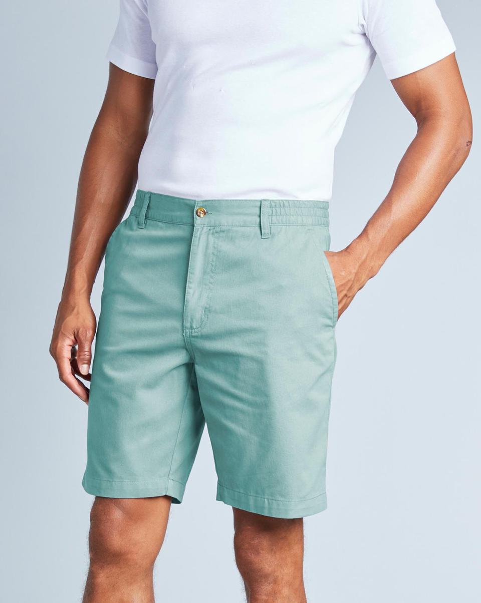 Flat Front Comfort Shorts Men Dusky Aqua Cotton Traders Shorts Intuitive