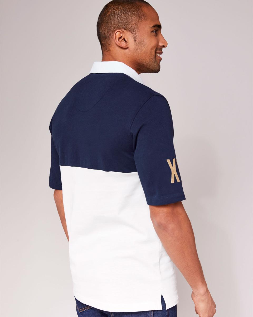 Navy England Classic Short Sleeve Panelled Rugby Shirt Sports & Leisure Genuine Cotton Traders Men - 1