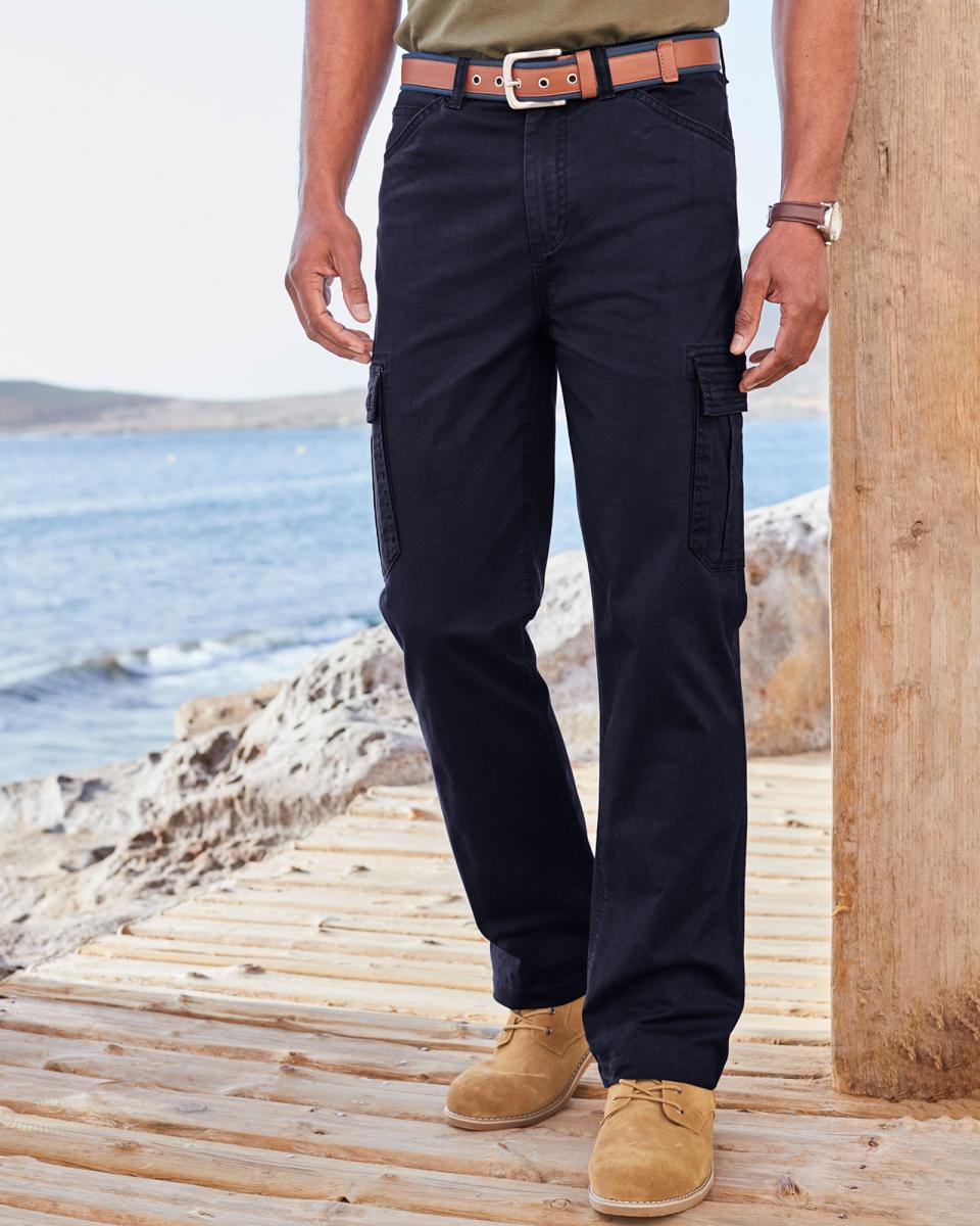 Sports & Leisure Cotton Traders Exclusive Offer Men Navy Stretch Cargo Trousers - 1