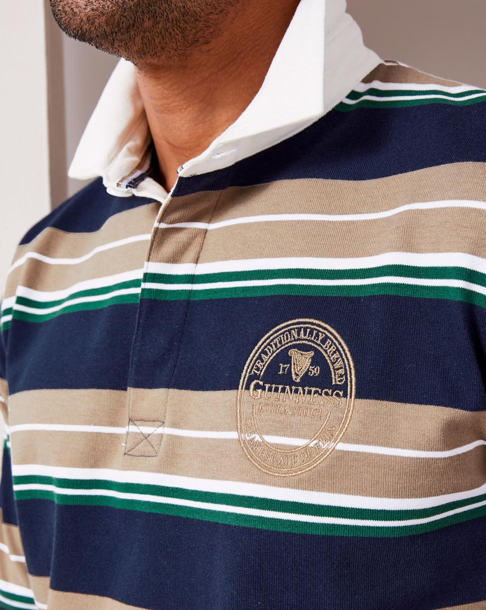 Men Sports & Leisure Guinness™ Short Sleeve Stripe Rugby Shirt Cotton Traders Navy Serene - 3
