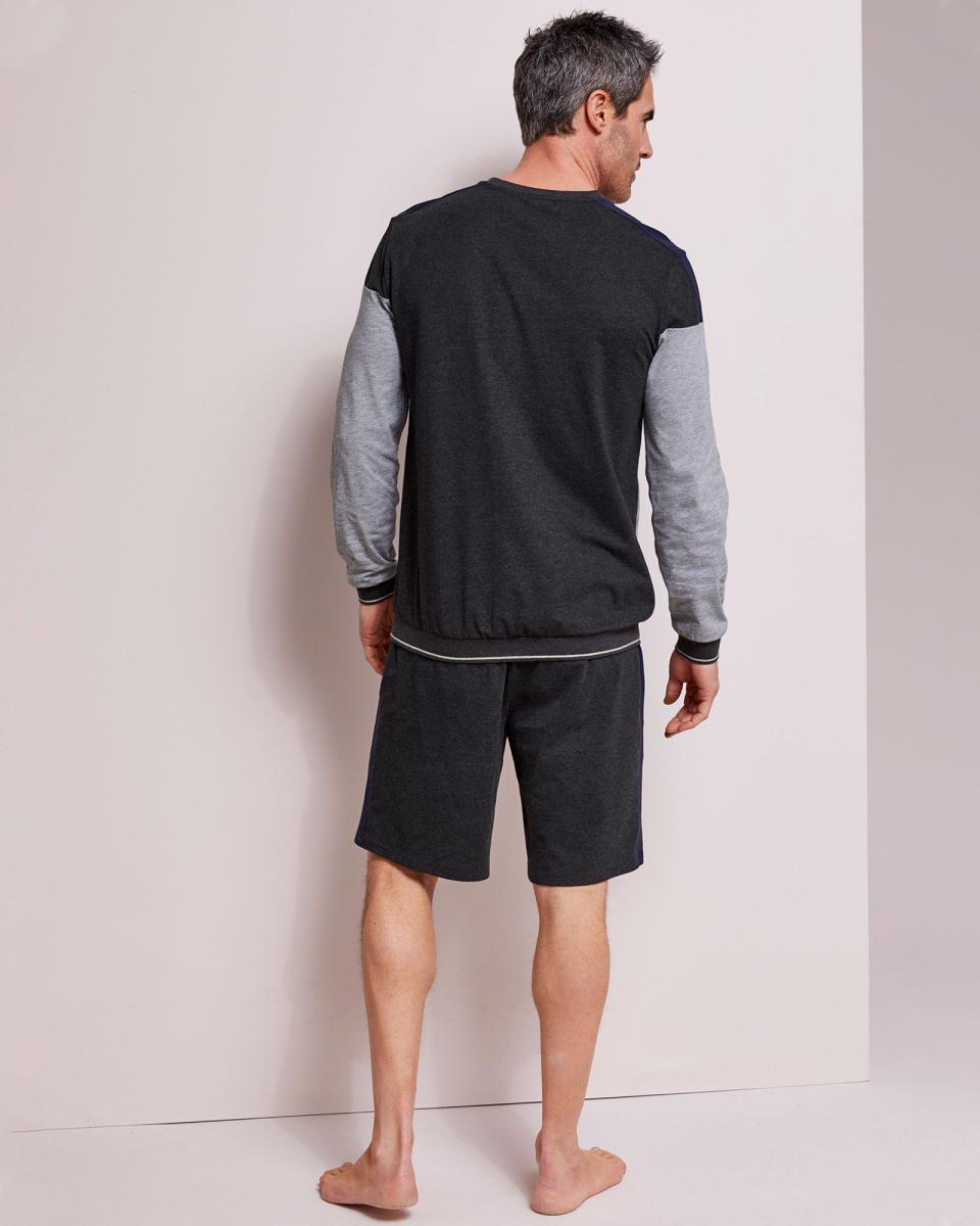 Charcoal Men Colour Block Pj Set Cotton Traders Loungewear Dependable - 1