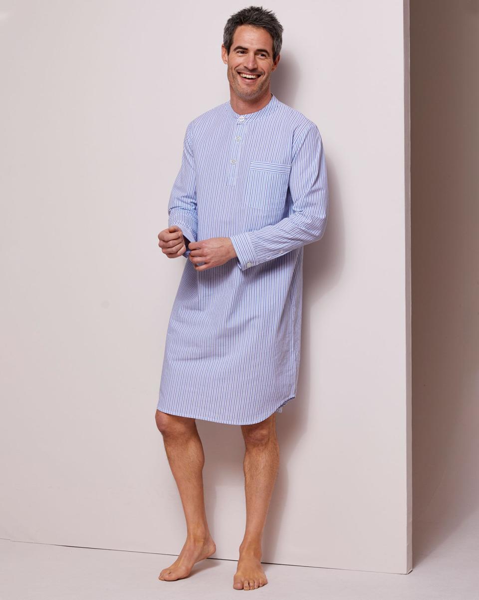 Generate Cotton Traders Woven Nightshirt Men Baby Blue Loungewear