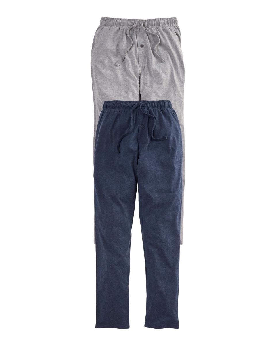 Men Clearance Loungewear Cotton Traders Grey Marl 2 Pack Jersey Loungewear Trousers - 1