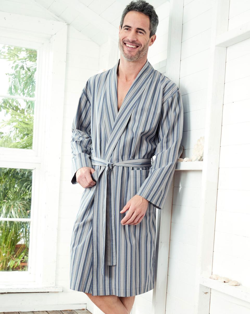 New Cotton Traders Orchid Nightwear Woven Dressing Gown Men - 2