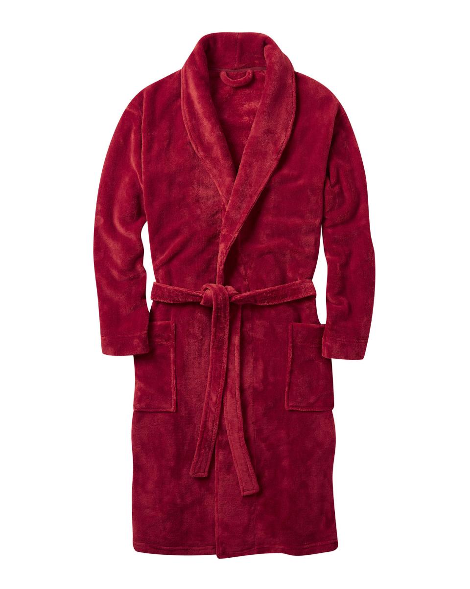 Fleece Dressing Gown Plush Men Cotton Traders Nightwear - 2