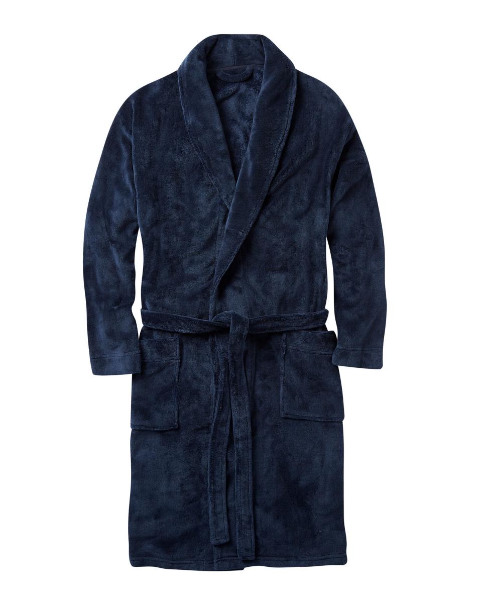 Fleece Dressing Gown Plush Men Cotton Traders Nightwear - 4