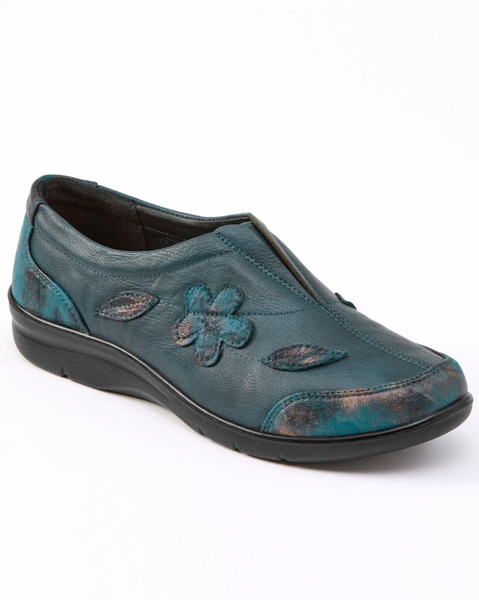 Efficient Cotton Traders Teal Flexisole Flower Shoes Shoes Women