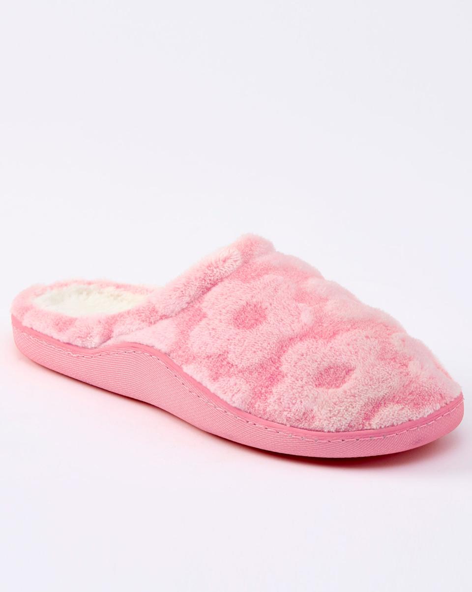 Pink Patterned Mule Slippers Free Women Slippers Cotton Traders - 2
