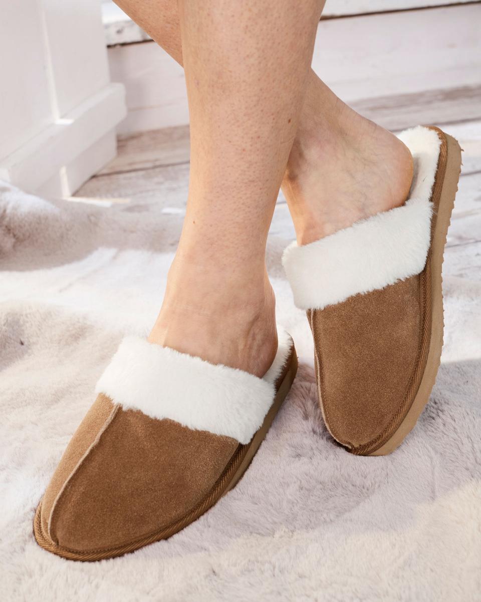 Women Oatmeal Slippers Suede Mule Slippers Cotton Traders Functional - 2
