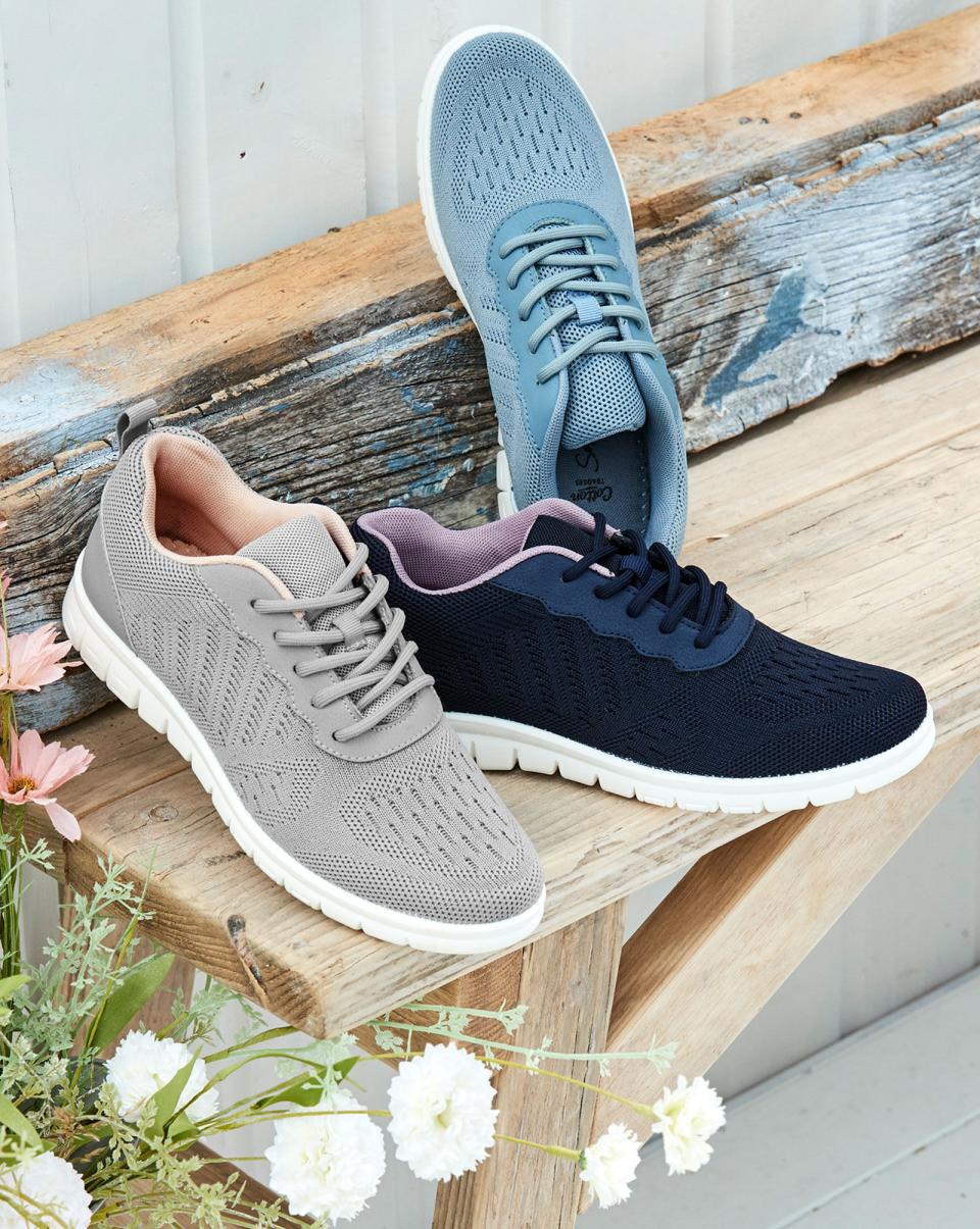 Trainers Fashionable Dusky Blue Lightweight Cushioned Lace-Up Trainers Women Cotton Traders - 4