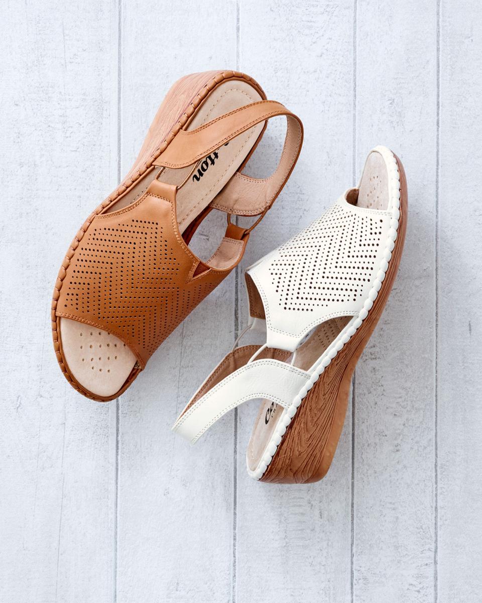 Cutwork Detail Sandals Personalized Cotton Traders Sandals Storm Blue Women - 3