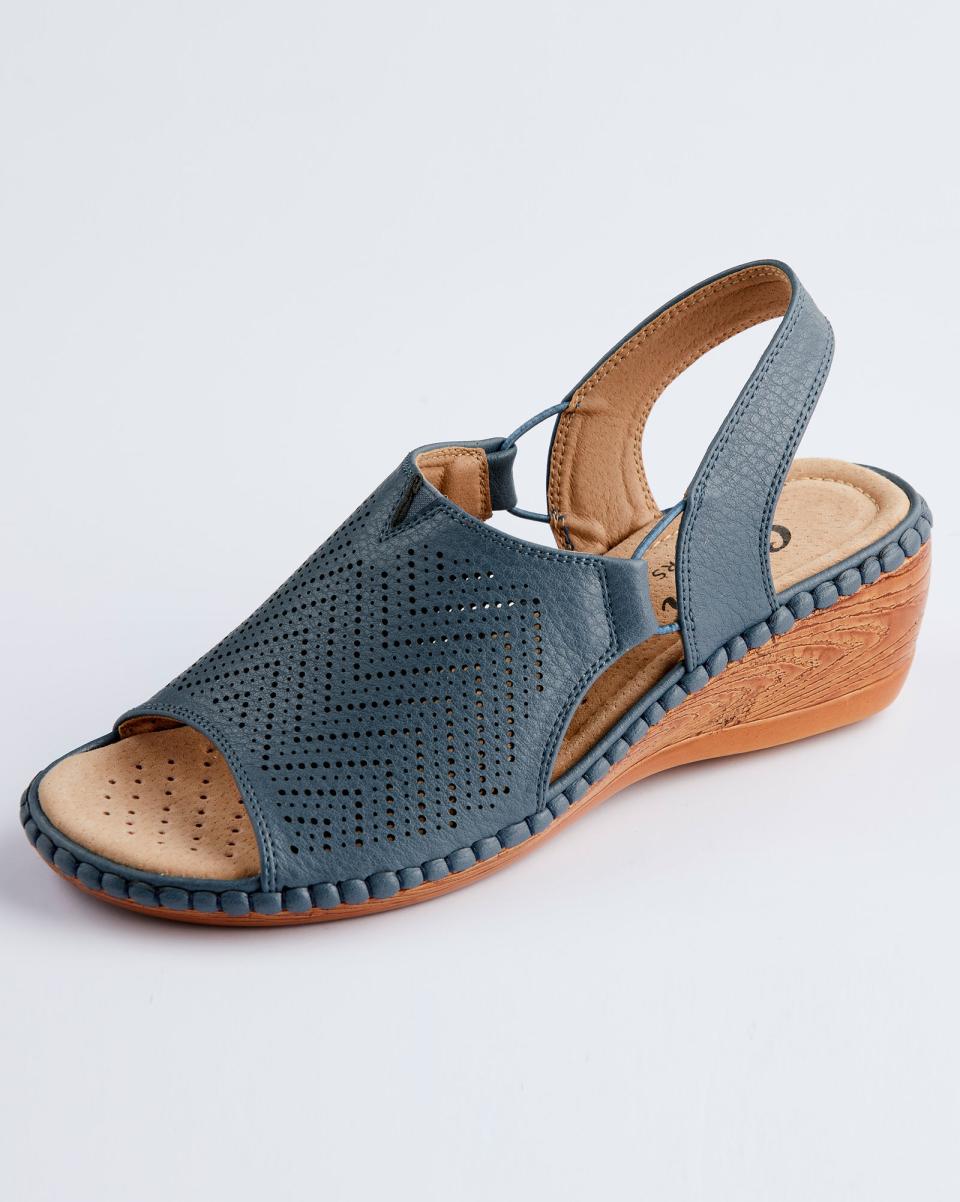 Cutwork Detail Sandals Personalized Cotton Traders Sandals Storm Blue Women