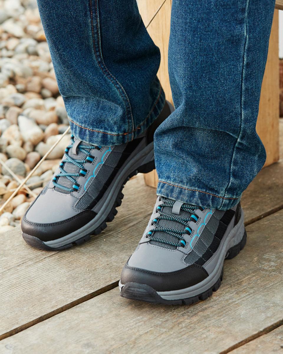 Men Grey Cotton Traders Reliable Walking Shoes Air-Tech Stitch Detail Walking Shoes - 1
