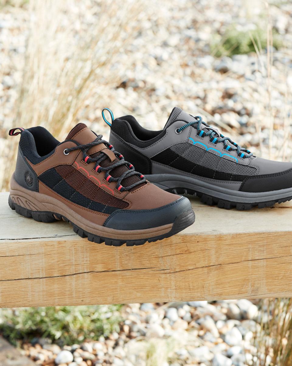 Men Grey Cotton Traders Reliable Walking Shoes Air-Tech Stitch Detail Walking Shoes - 3