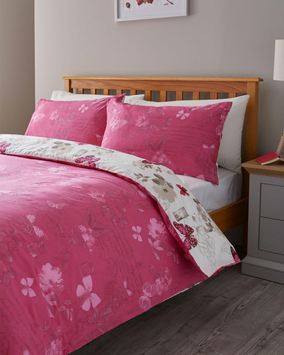 Duvet Covers Amplify Cotton Traders Raspberry Butterfly Duvet Set Home - 3
