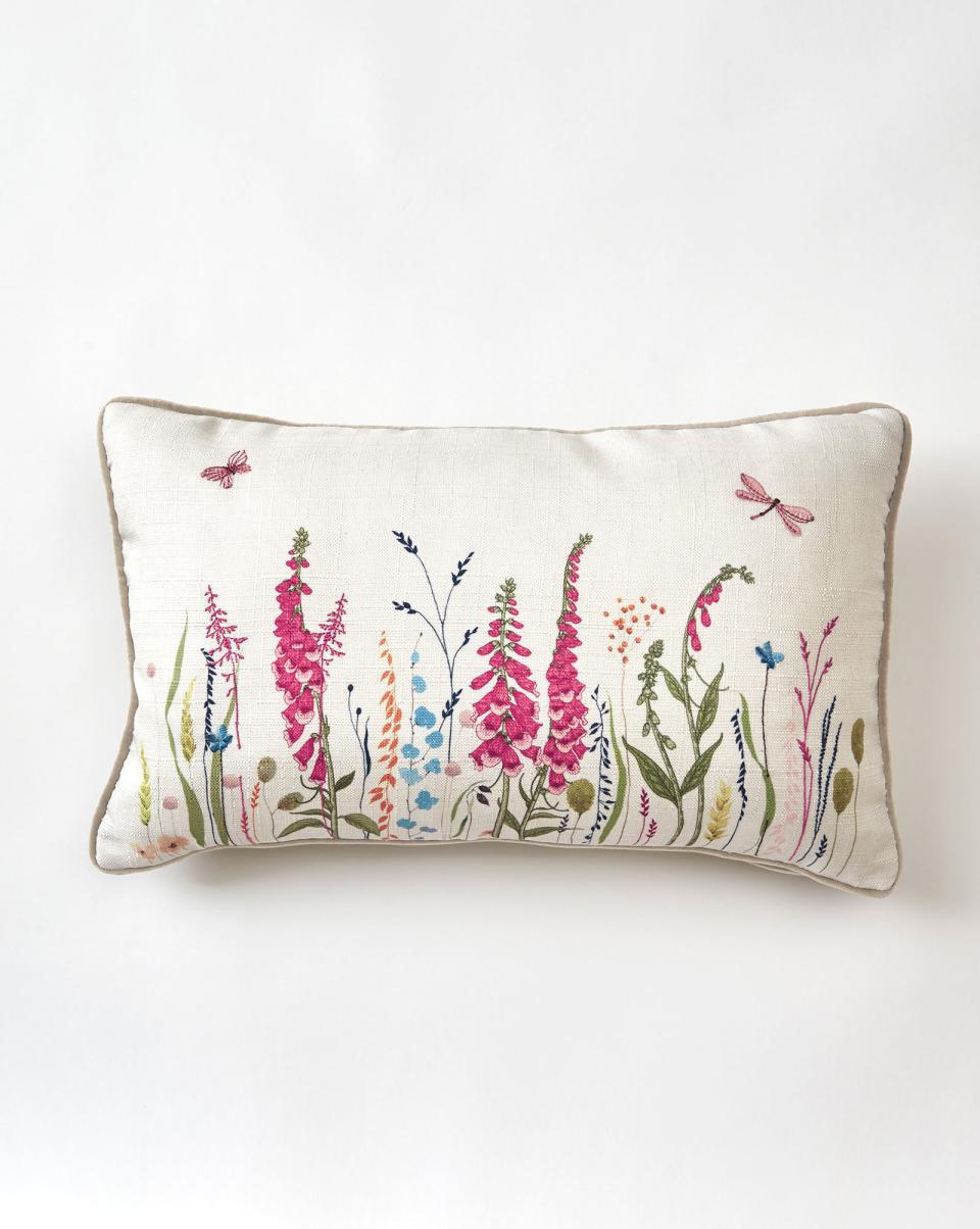 Floral Embroidered Cushion Cushions Home Cotton Traders Natural Robust - 1