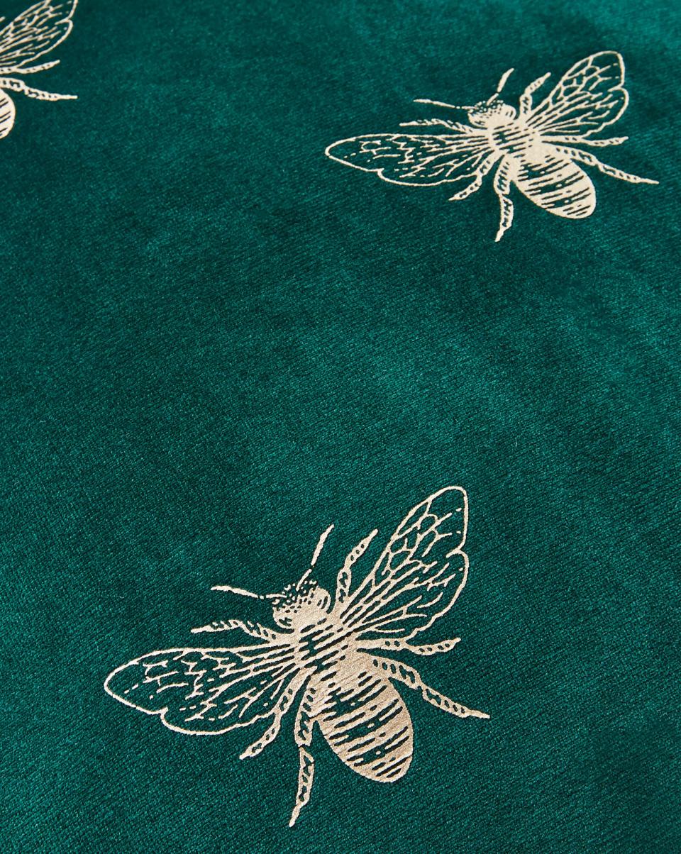 Efficient Home Cushions Cotton Traders Bees Velvet Cushion Green - 2