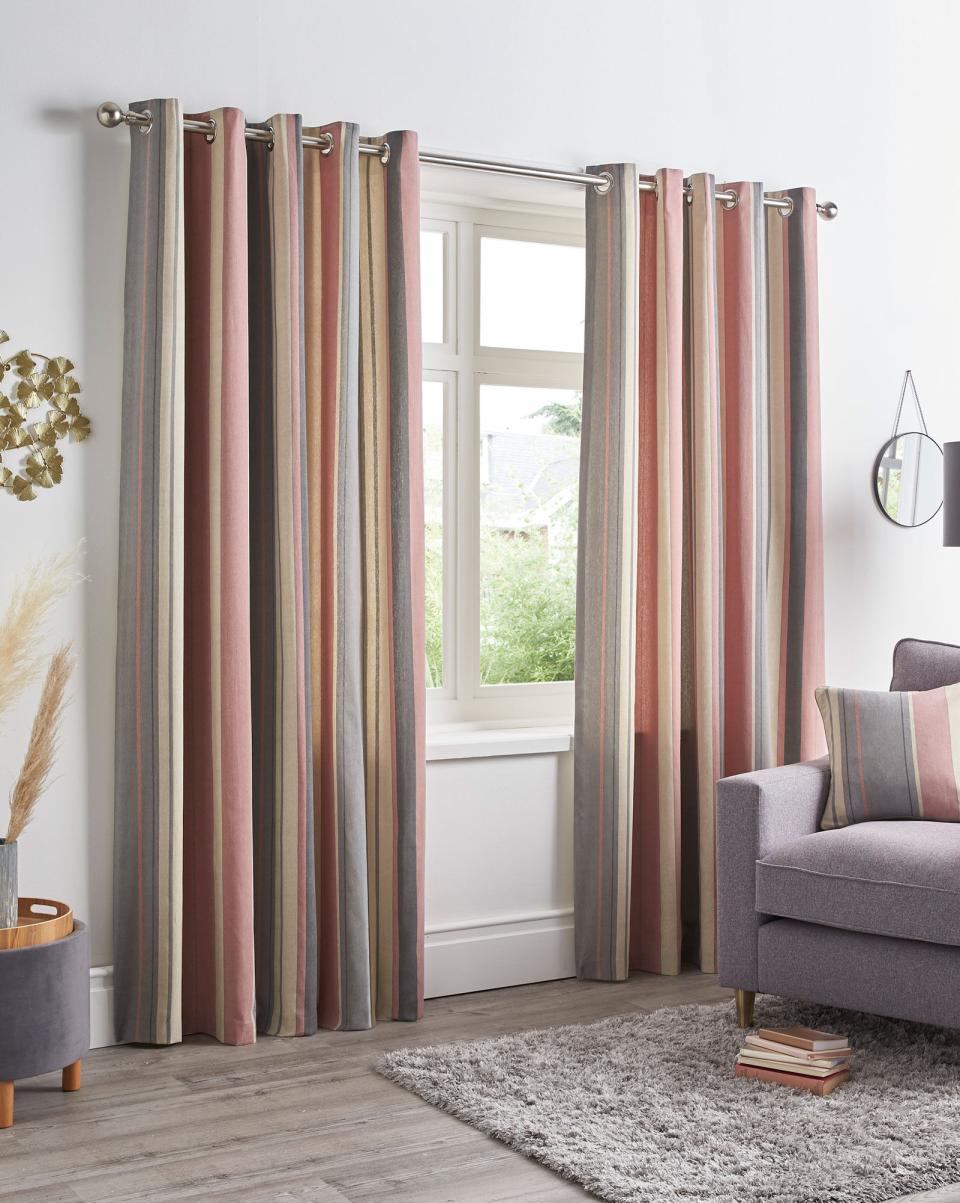 Striped Print Eyelet Curtains Cotton Traders Offer Home Curtains - 1