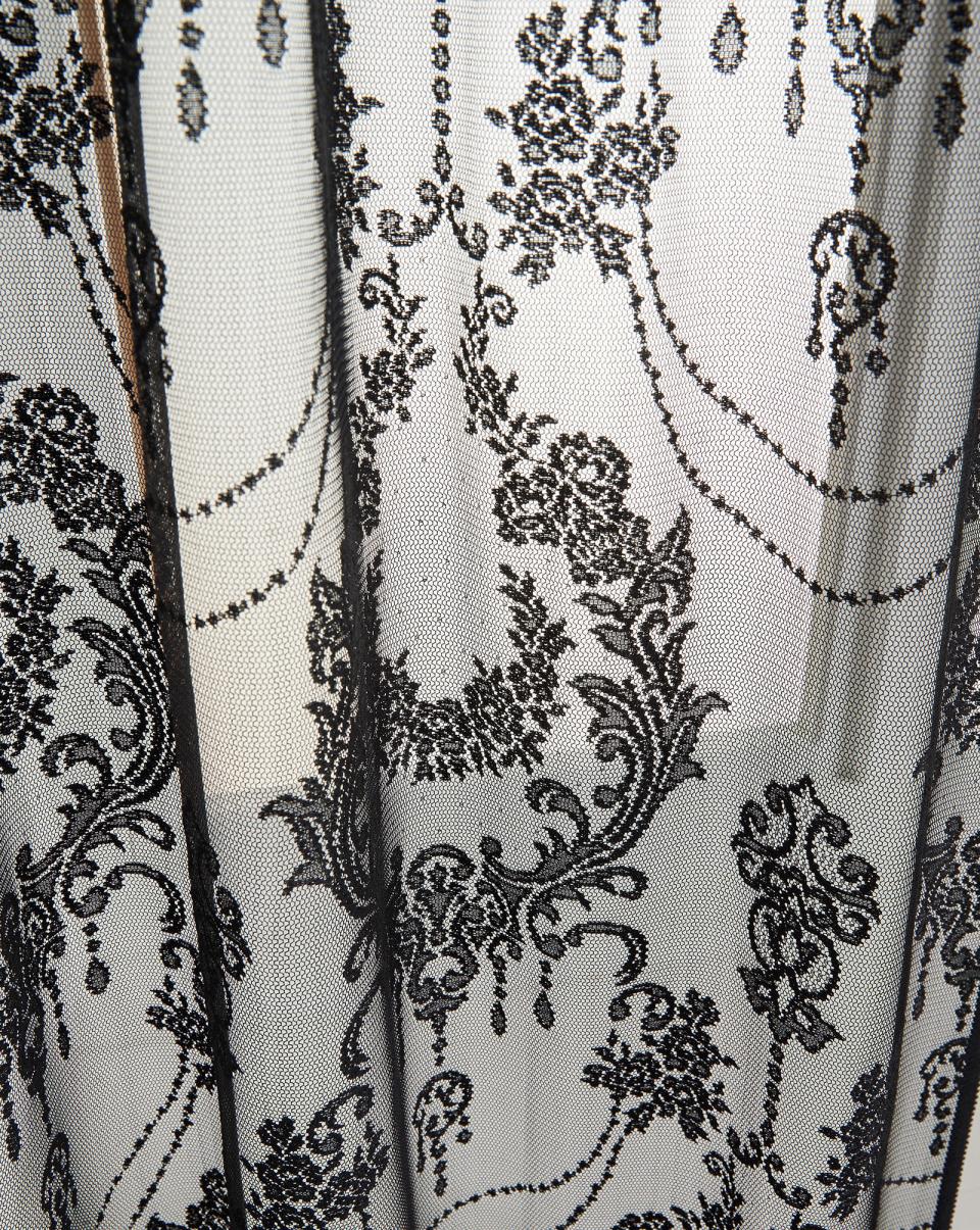 Home Black Exceptional Curtains Pair Lace Voile Panels Cotton Traders - 2