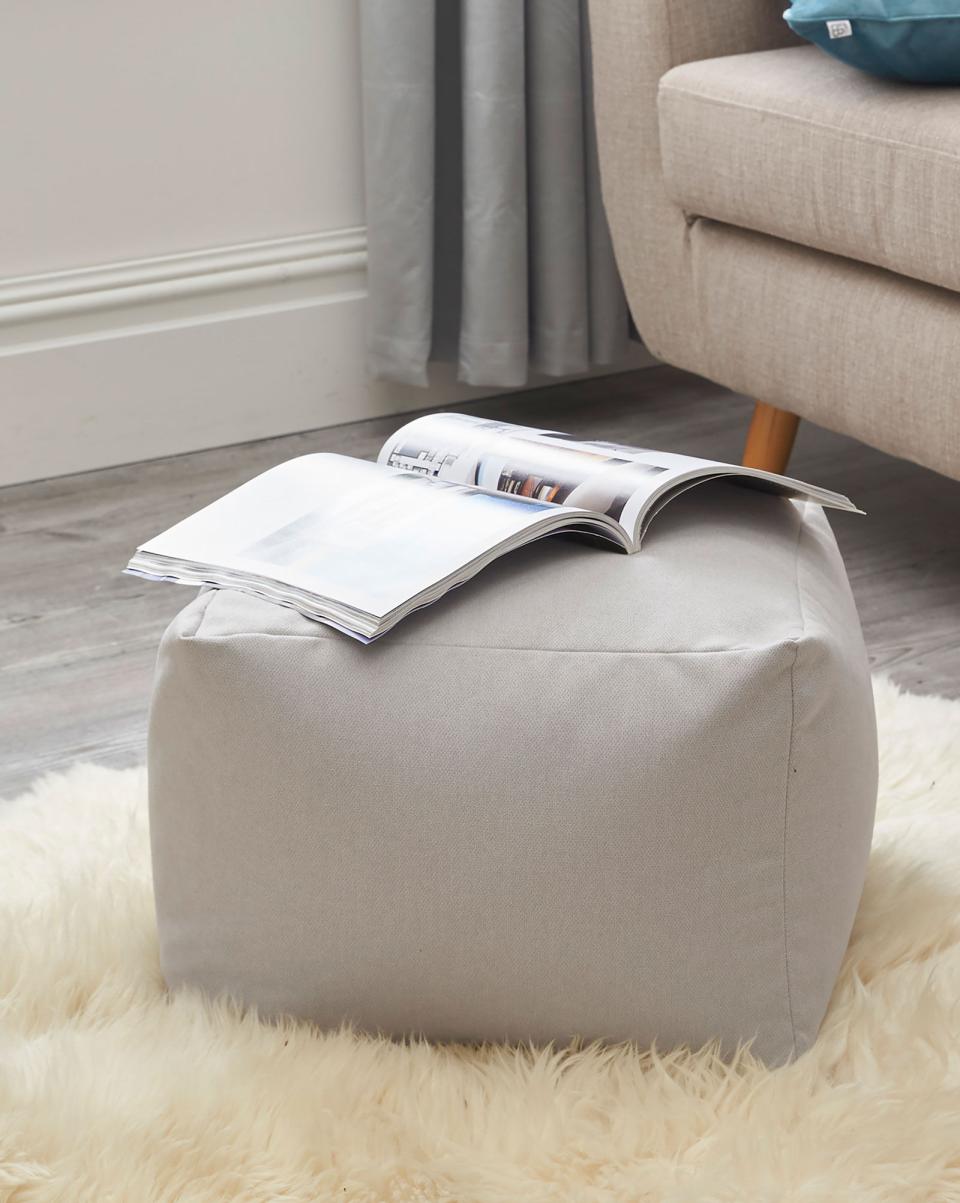 Unique Home Soft Furnishings Soft Teal Cube Footstool Cotton Traders - 1