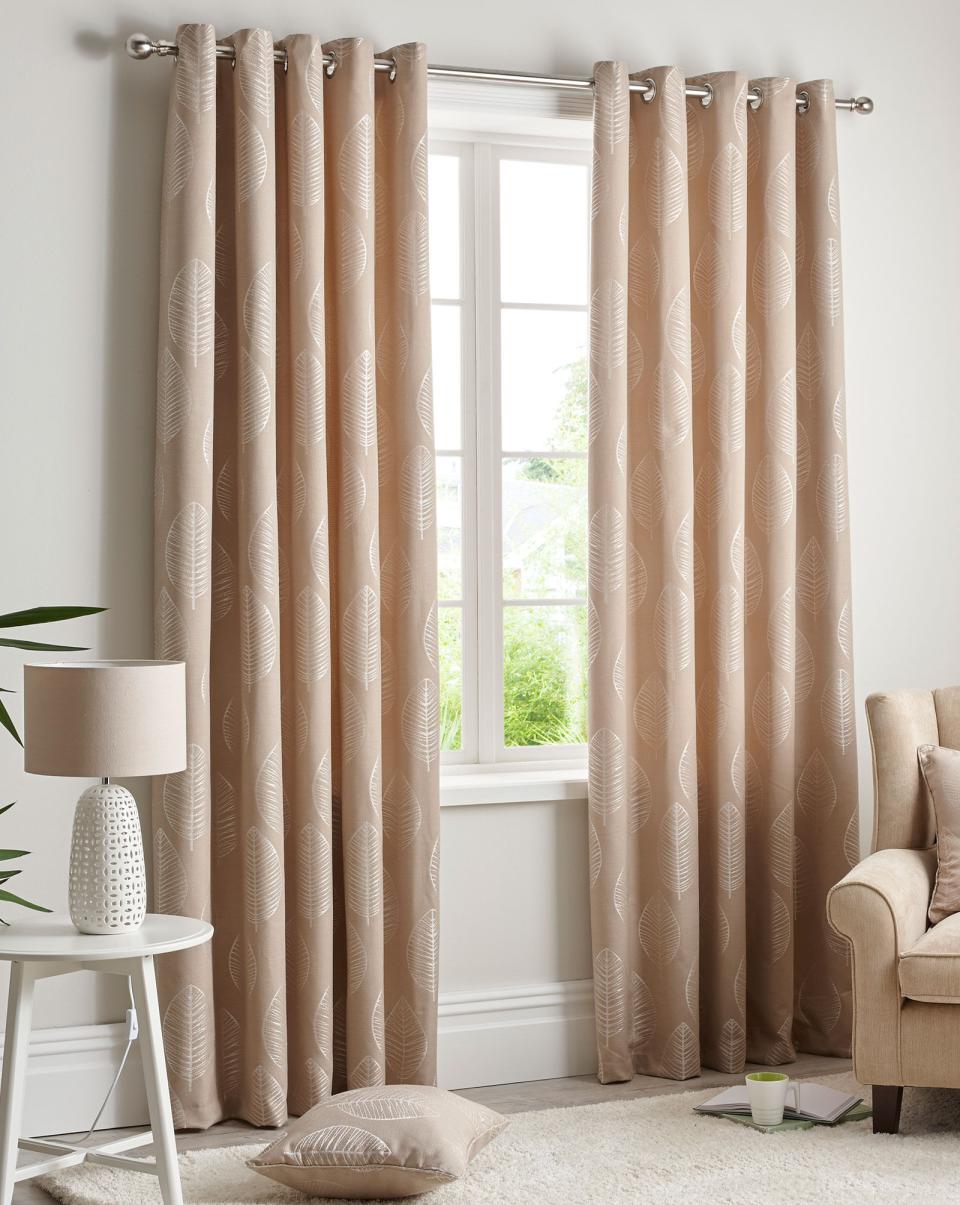 Curtains Outstanding Cotton Traders Ochre Leaf Jacquard Eyelet Curtains 90X72