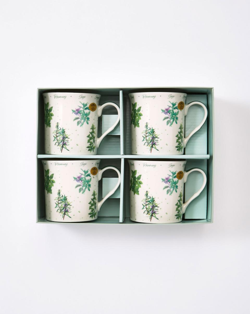 Cotton Traders Herb Affordable Set Of 4 China Mugs Home Tableware - 4