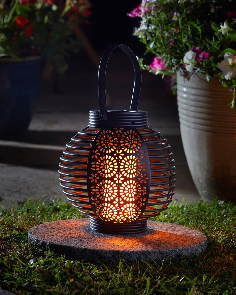 Home Solar Flaming Lantern Cotton Traders Black Outdoor Lighting Luxurious - 4