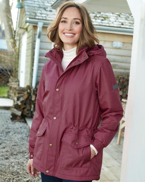 Plush Women Coats & Jackets Cotton Traders Fleece-Lined Waterproof Coat