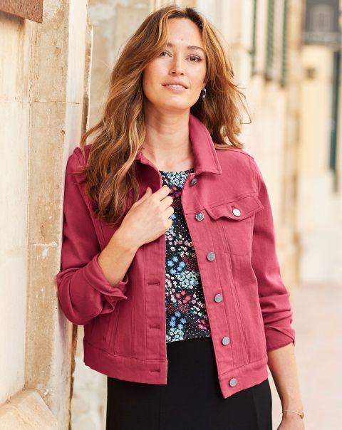Fashionable Stretch Denim Jacket Spring Rose Women Coats & Jackets Cotton Traders