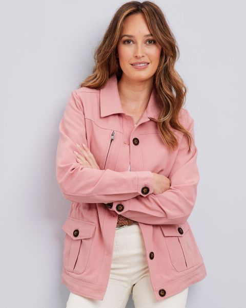 Dropped Cotton Traders Coats & Jackets Women The Cotton Cargo Jacket Soft Pink