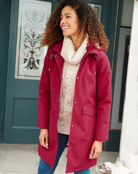 Women Review Red Cotton Traders All-Weather Fleece-Lined Waterproof Coat Coats & Jackets