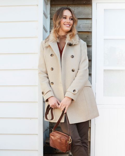 Women Cotton Traders Innovative Wheat Coats & Jackets The Double-Breasted Feel-Good Coat