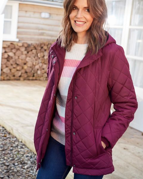 The Short Padded Jacket Women Reduced Cotton Traders Coats & Jackets Burgundy
