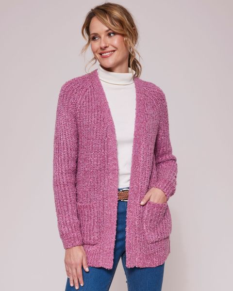 Women Classic Heather Knitwear Fleck Edge-To-Edge Cardigan Cotton Traders