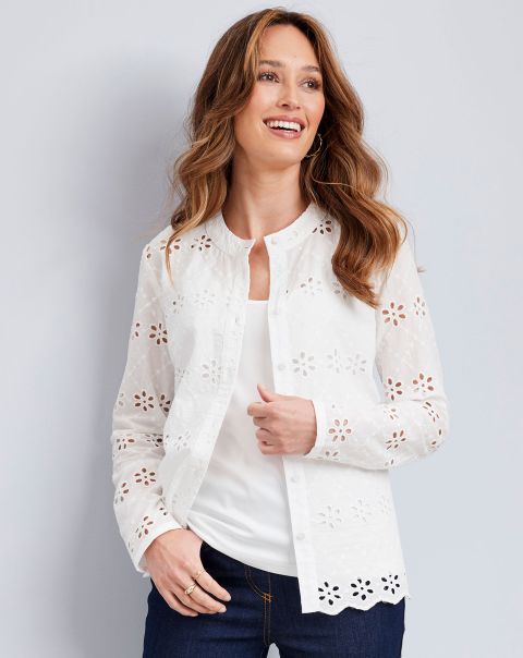 Paloma Broderie Lace Blouse & Cami Discount Cotton Traders White Women Shirts & Blouses