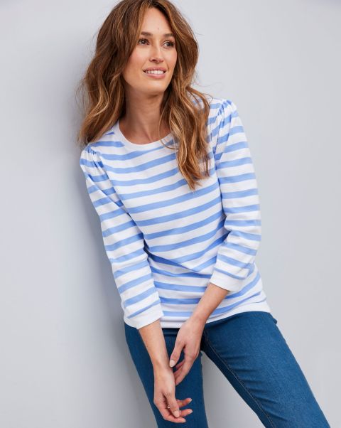 Cotton Traders Women Bluebell Tops & T-Shirts Polly ¾ Sleeve Stripe Jersey Top Voucher