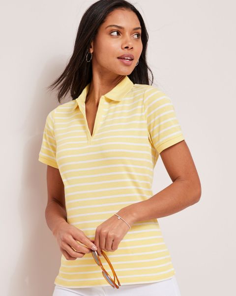 Lemon Unique Cotton Traders Tops & T-Shirts Women Wrinkle Free Short Sleeve Polo Shirt