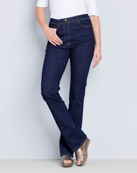 Trousers Everyday Pull-On Bootcut Jeggings Indigo Cotton Traders Genuine Women