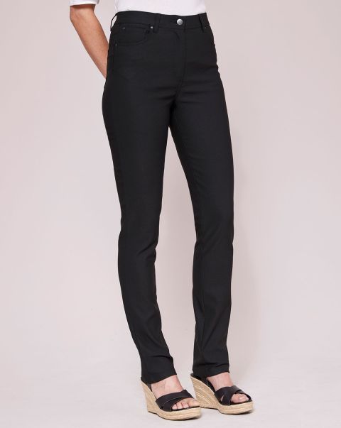 Stretch Straight-Leg Trousers Cotton Traders Women Expert Trousers Black